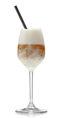 glass of iced coffee latte cocktail