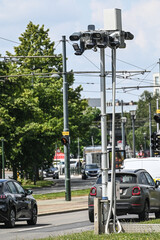 circulation radar camera lecture plaque auto voiture entree ville Bruxelles belgique vitesse environnement carbone - obrazy, fototapety, plakaty