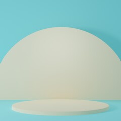 Product Stand in blue room ,Studio Scene For Product ,minimal design,3D rendering	

