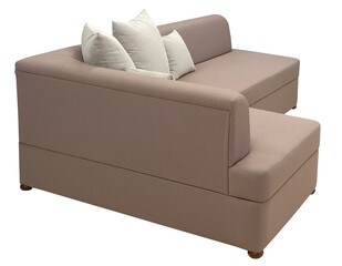 Corner sofa isolated on white background. Back view. Clipping path