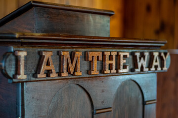 Old pulpit in a little white chapel in Western North Carolina
