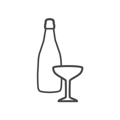 Vector linear icon with champagne