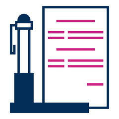 pen and letter holder icon on transparent background