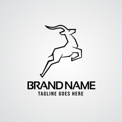 Logo featuring a jumping deer, using a strong line style. Show the company's spirit to achieve success