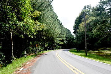 Fototapeta premium The mountain road is curvy and steep.