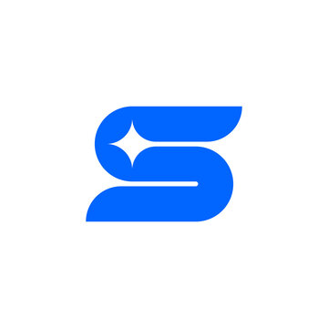 Letter S logo or icon template with Star design element.  Geometric negative space logo.