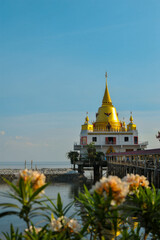 The pagoda of Wat Hong thong temple is situated at the seaside,Bang Pakong District, Chachoengsao city , Thailand