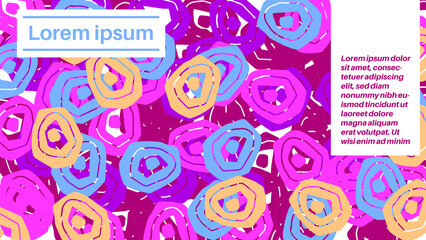 Fantasy messy doodle geometric shapes background. Abstract card, layout. Creative landing page or business background. Advertisement cover.