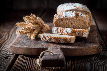 Tasty and homemade and tasty bread with grains