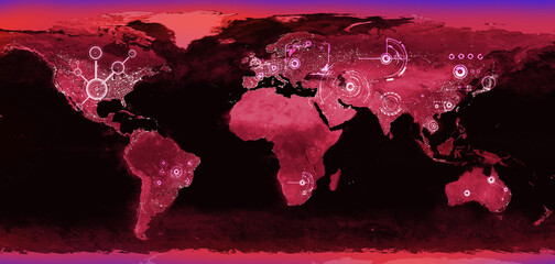 World map. Global communications and networking. concept. Global business and finance network. Mixed media 
