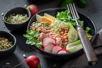 Fit Nicoise salad as a balanced meal for health.