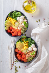 Healthy salad in the fit version with buckwheat groats.