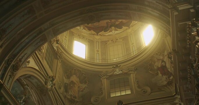 Beautiful view of the interior of a big church in Italy during a sunny morning in autumn.
The name of the church is Basilica of Desio