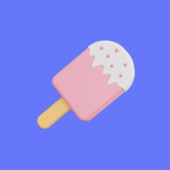 3d illustraton ice cream icon for summer. 3d ice cream icon for summer