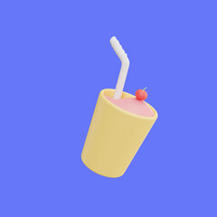 3d illustration juice icon for summer. 3d rendering