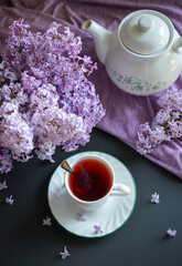 cup of tea and flowers