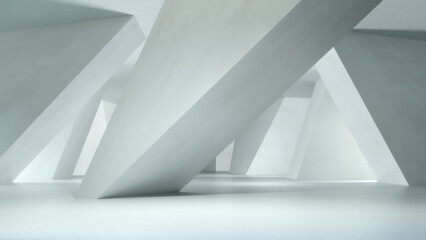 Futuristic white empty hall tunnel,3D rendering.