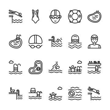 Swimming pool icons vector illustration