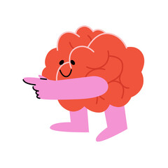 Vector illustration of the brain pointing.