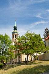 Fototapeta na wymiar Loreto tower, Prague. Baroque historic monument Hradčany. Czech Republic. 