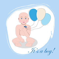 Baby shower invitation card. It's a boy