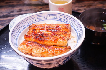 Japanese Food, Una-don or Grilled Unagi Eel on Rice - 日本料理 うなぎ うな丼
