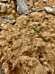 Texture : textile - soil, paving, sand used for building a house in a rural area