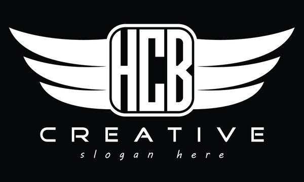 HCB three Letter wing symbol minimalist creative concept icon professional logo design, Vector template
