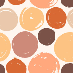 Seamless abstract pattern. Hand drawn background in earth tones. Vector illustration. Texture for print, textile, fabric.