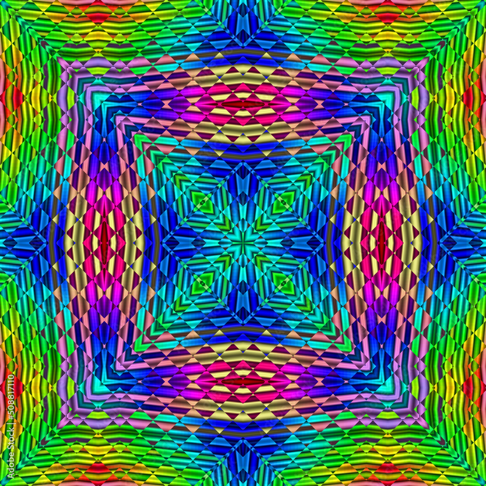 Wall mural 3d effect - abstract colorful kaleidoscopic pattern