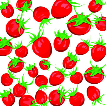 Red Tomatoes Illustration With White Background