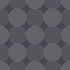 Decorative Different Circles Linear Seamless Pattern Vector Abstract Background. Geometric Authentic Aesthetic Trendy Repetitive Gray Wallpaper. Vintage Folk Ornament Thin Lines Art Illustration