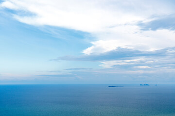 The sea horizon, taken from a bird's eye view on a clear day.