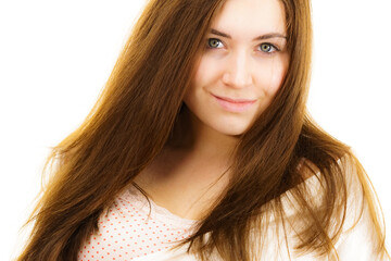 Naklejka premium Brunette girl without makeup
