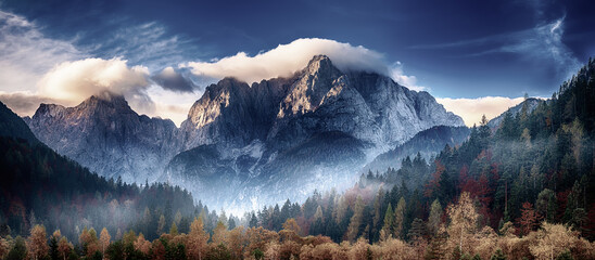 Triglav mountain peak at sunrise - obrazy, fototapety, plakaty