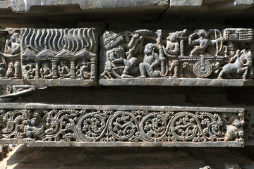 Kedareshwara Temple, beautiful sculpture, Halebidu, Karnataka, India