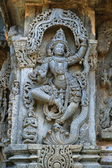 Fototapeta na wymiar Kedareshwara Temple, beautiful sculpture, Halebidu, Karnataka, India