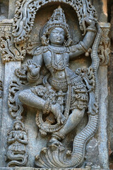 Kedareshwara Temple, beautiful sculpture, Halebidu, Karnataka, India