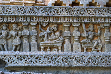 Kedareshwara Temple, beautiful sculpture, Halebidu, Karnataka, India