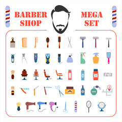 barbershop bir og mega set icon, isolated barbershop set sign icon, vector illustration