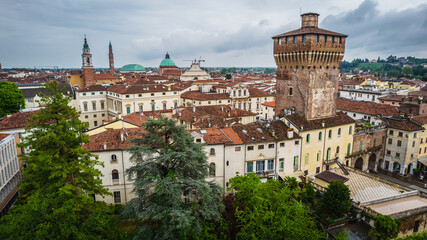 Fototapeta premium Aerial View of Vicenza, Veneto, Italy, Europe, World Heritage Site