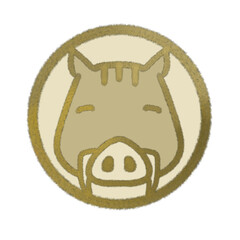 いのしし　亥　ゴールド　スタンプ素材