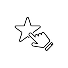 Online feedback reputation quality customer review concept flat style. Vector illustration. Hand puts 3 stars of rating. Reviews five stars in flat style. 3 stars in top icon. Star rating. eps 10