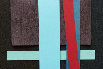 Fototapeta premium paper stripes and textured paper on fabric