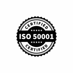 ISO 50001 standard certificate badge - Energy management. Vector stock illustration.