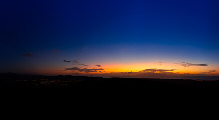 Beautiful sunset over Calderon Hondo Volcano Corralejo Fuerteventura