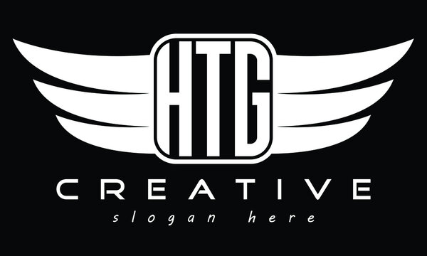 HTG three Letter wing symbol minimalist creative concept icon professional logo design, Vector template