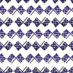 Race flag seamless pattern engraving. Vintage sport background in hand drawn style.