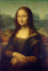 Leonardo da Vinci's Mona Lisa, La Gioconda. Blurred antique illustration.