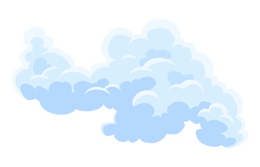 Cartoon clouds. Abstract white cloudscape icon symbol. Vector cloudy landscape or simplicity nature aerial panorama. Round shapes in flat style